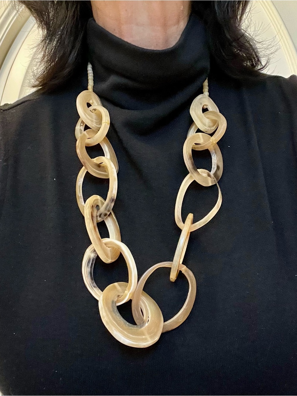 Natural Horn-Link Statement Necklace